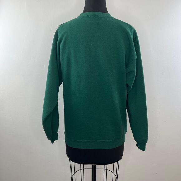VTG Harrods Knightsbridge Green Yellow Sweatshirt Cotton Crew Neck Size Medium M - Picture 5 of 8